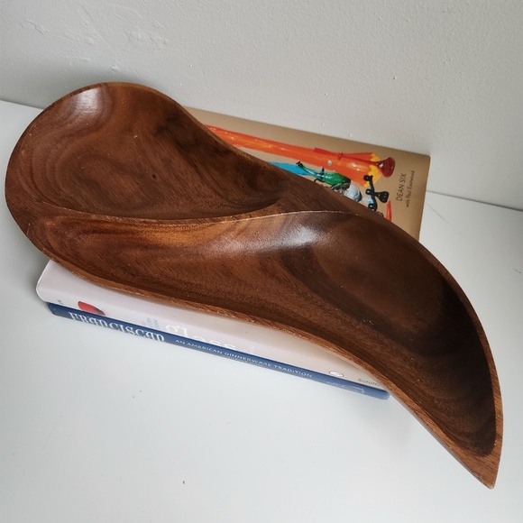 Mid 20th Century Monkey Pod Divided Dish Tray - Picture 6 of 8